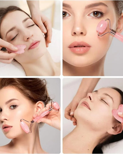 2Pcs Roller for Face Neck Eye Facial Massage Kit Ice Face Roller Gua Sha Board Portable Facial Massage Roller Lifting Contouring