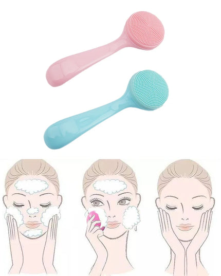 Double Sided Silicone Facial Cleanser Brush Soft Hair Face Massage Wash Brush Blackhead Remover Portable Skin Care Tool