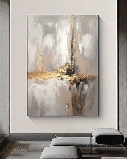Abstract Gold Beige Handmade Oil Paintings Oil Painting Art Abstract Wall Decor Modern Art Gray Abstract Art Gold Foil Pictures