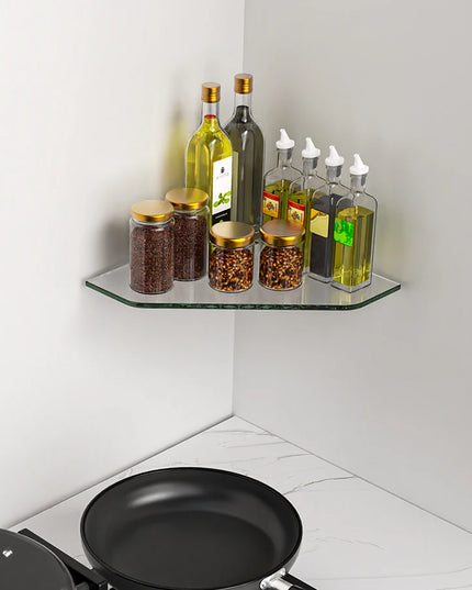 Glass Corner Shelf Glass Shelf Bathroom Clamp Holder Hardware Glass Rack for Storing Shower Gel and Cosmetics Shower Rack