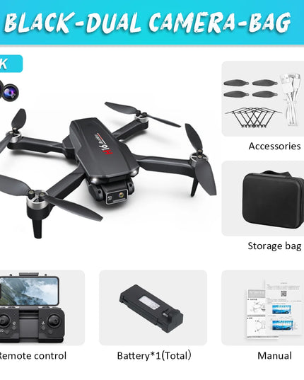 KBDFA New Drone H16 GPS Professional Dual Camera Dron Quadcopter Brushless Aerial Photography Laser Obstacle Avoidance RC Toy