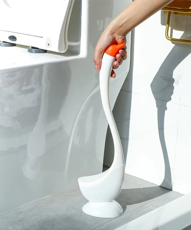 Swan Shaped Toilet Brush Set with Base and Long Handle Bathroom Accessories Easy to Clean Toilet