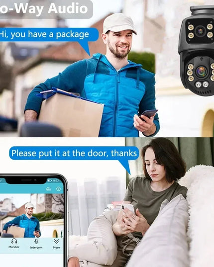 ICSee 8MP Dual Lens Dual Screen POE IP Camera Smart Home 360° PTZ Wired Network Video Surveillance Camera Human Detection CCTV