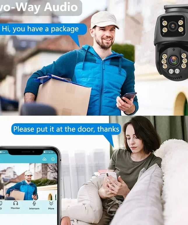 ICSee 8MP Dual Lens Dual Screen POE IP Camera Smart Home 360° PTZ Wired Network Video Surveillance Camera Human Detection CCTV