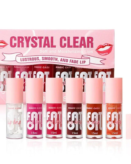 6Pcs Water Glow Jelly Moisturizing Lip Gloss Set Transparent Lip Glaze Oil Hydrating Lip Plumper Liquid Lipstick Lips Cosmetic