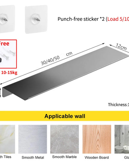 Floating Bathroom Shelves Without Drilling Storage Wall Rack Home Organizer Ledge Hardwares Cabinet Kitchen Accessories Toilet