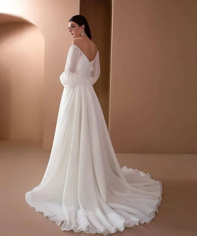 Elegant Puff Sleeve White Maxi Dresses Women Evening Party Outfit 2024 Autumn Off Shoulder Strapless Backless Floor-Length Dress