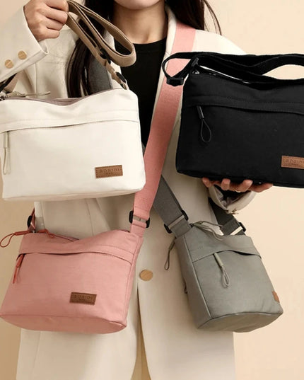 3 Main Pockets High Capacity Shoulder Crossbody Bag for Women Multi-pocket Purse Canvas Handbag Suitable for Mothers Shopping