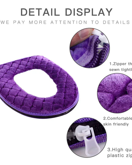Bathroom Toilet Seat Cover Soft Winter Warm Plush Cushion O-shaped Washable Toilet Lid Cushion Household Supplies 37cm×44cm