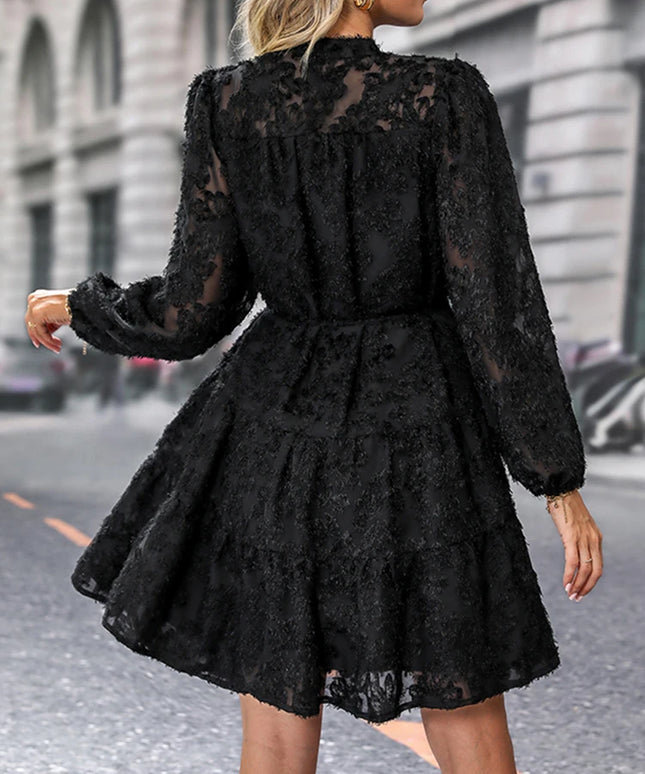 JIM & NORA  Autumn Maxi Dress For Women Casual Hollow Crochet Bohemian Long-Sleeve Loose Beach Robe Ladies Holiday Fall Vestidos