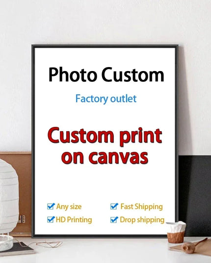 YWDECOR Custom Big Size Painting Canvas HD Print Your Picture Personalized Wall Art Poster Photo for Living Room Home Decor Gift