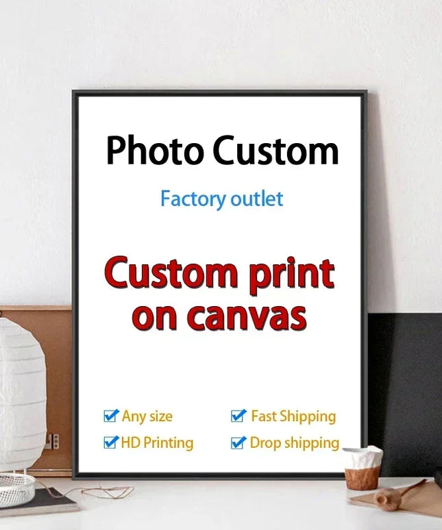 YWDECOR Custom Big Size Painting Canvas HD Print Your Picture Personalized Wall Art Poster Photo for Living Room Home Decor Gift