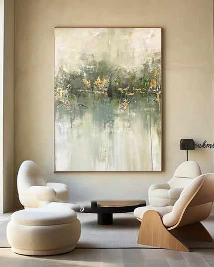 Beige White Painting Wabi-Sabi Texture Wall Art Neutral White Abstract Handmade Painting on Canvas Wall Decor For Living Room