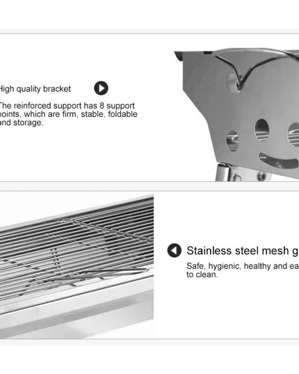 Stainless Steel Charcoal Grill Barbecue Tool Portable Free Installation Handle Folding  BBQ Cooking Grid  For  Park