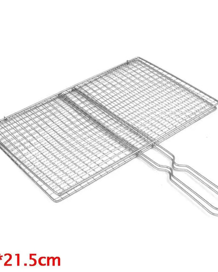M/L Barbecue Grilling Basket Grill BBQ Net Steak Meat Fish Net Vegetable Silver Iron Mesh Clamp Barbecue Grilling Basket Grill