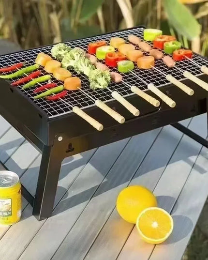 Portable BBQ Charcoal Grill Stainless Steel Small Mini BBQ Tool Kit Outdoor Cooking Camping Picnic Beach Portable BBQ