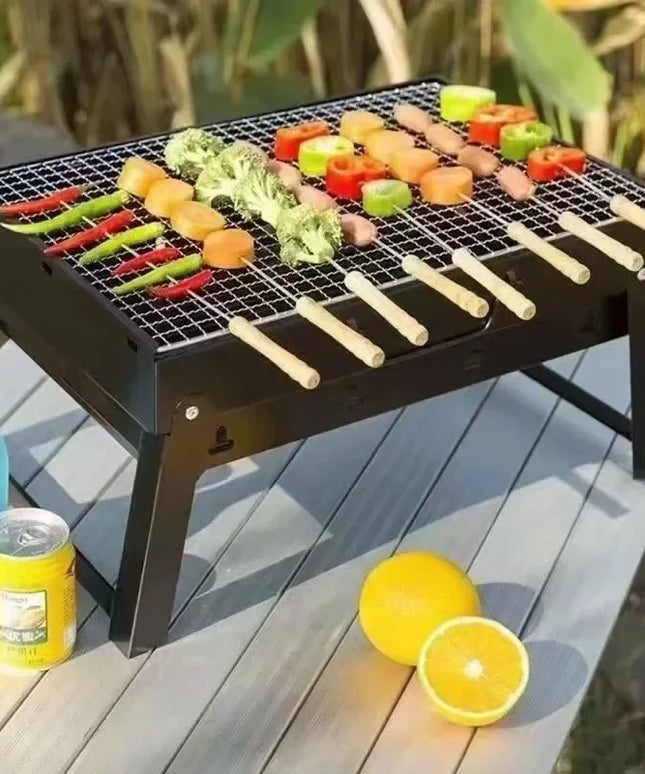 Portable BBQ Charcoal Grill Stainless Steel Small Mini BBQ Tool Kit Outdoor Cooking Camping Picnic Beach Portable BBQ