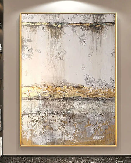 Abstract Gold Beige Handmade Oil Paintings Oil Painting Art Abstract Wall Decor Modern Art Gray Abstract Art Gold Foil Pictures