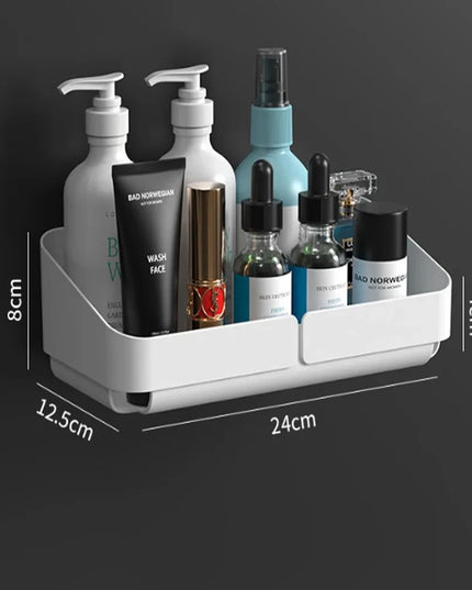 Bathroom  Kitchen Convenience Rack Shelf Makeup Storage Organizer Cosmetics Shampoo Rack Shower Shelf Wall Spice No Drilling