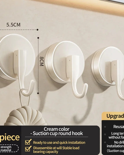 No Drill Suction Cup Hook With Strong Door Bathroom Kitchen Wall Mounted Row Hook Kitchen Hook Adhesive Hooks