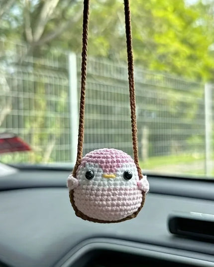 1 PC New Handmade Knitted Charms Cute Frog, Penguin,Duck,Chick Animal Car Charms Car Decoration Cute Car Accessories