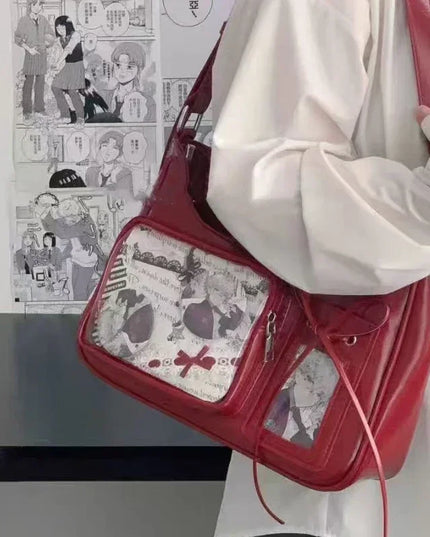 Y2k Harajuku Shoulder Bag Women Korean Transparent Ita Bag School Crossbody Bag Female Japanese Designer Preppy Handbag Purse