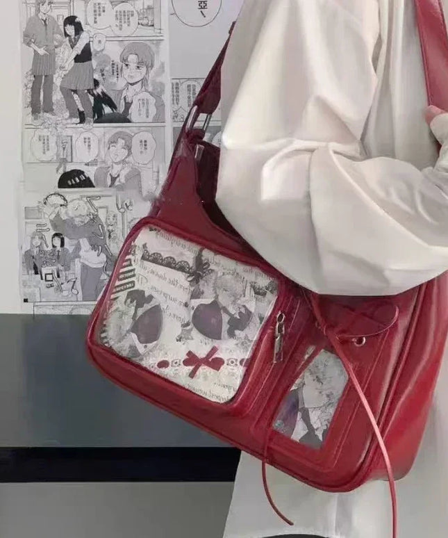 Y2k Harajuku Shoulder Bag Women Korean Transparent Ita Bag School Crossbody Bag Female Japanese Designer Preppy Handbag Purse
