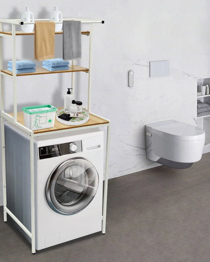 Washer and Dryer Storage Shelf, 3-Tier Bathroom Organizer Rack Space-Saving, Standing Storage Rack