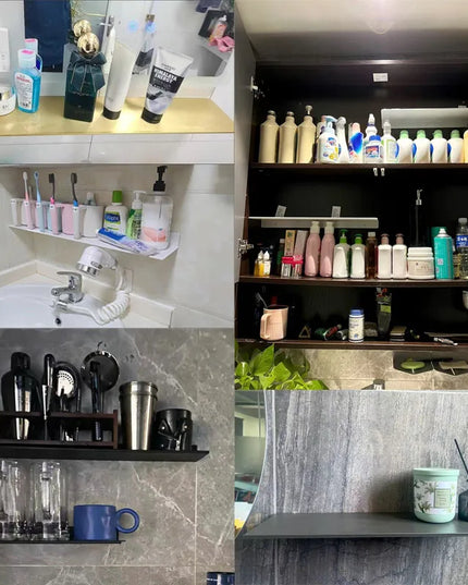 Floating Bathroom Shelves Without Drilling Storage Wall Rack Home Organizer Ledge Hardwares Cabinet Kitchen Accessories Toilet