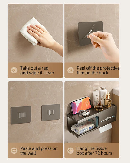 Toilet Paper Holder Wall-Mounted Carbon Steel Toilet Paper Holder Tissue Rack Bathroom Tissue Holder Bathroom Accessories