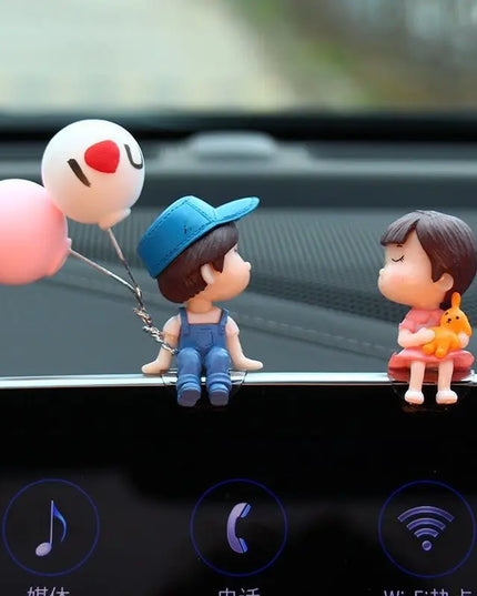 Cute Cartoon Couples Car Decoration Accessories Romantic Figurines Balloon Ornament Auto Interior Dashboard Accessories Gifts