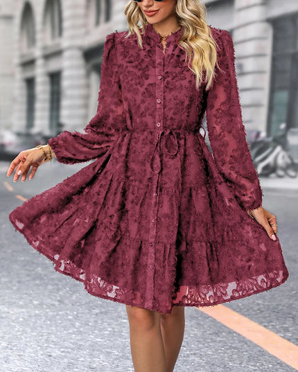 JIM & NORA  Autumn Maxi Dress For Women Casual Hollow Crochet Bohemian Long-Sleeve Loose Beach Robe Ladies Holiday Fall Vestidos