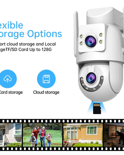 Jooan 5K 8MP Dual Lens Dual Screen IP Camera Wifi PTZ Camera Outdoor AI Auto Tracking CCTV HD Audio Video Surveillance