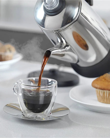 Electric Coffee Percolator 1.8L 12 Cup Stainless Steel Pot Urn Kettle Keep Warm Reusable Filter Basket Home Office Coffee Maker