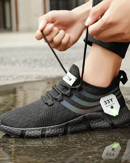 Men Casual Sport Shoes Breathable Lightweight Sneakers Outdoor Mesh Black Running Shoes Athletic Jogging Tenis Walking Shoes