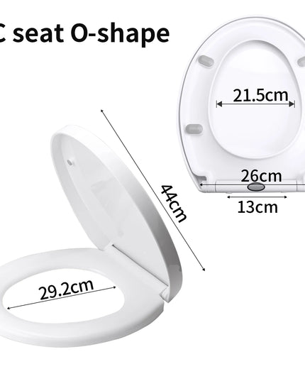 Slow Close O-Shape Toilet Seat Quiet Lid Durable Anti-Bacterial Simple Top Fixing Removable Universal Bathroom Accessories