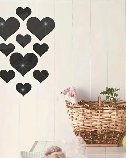 1Set 3D Love Hearts Mirror Wall Sticker Decal Wall Art Removable Wedding Decoration Kids Room Decoration Toilet Table Stickers