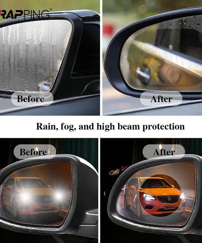 2/4pcs Car Rearview Mirror Sticker Side Window Rainproof Clear Film Anti Fog Window Mirror Film Protective for Car Accessories