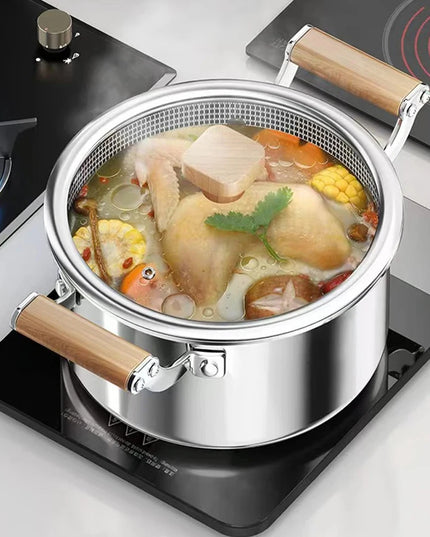 316L Stainless Steel Soup Pot Wok Honeycomb Non-stick Pot with lid Frying Pan Home Hot Pot Induction Cooker Gas Stove Universal