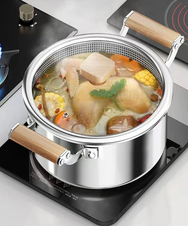 316L Stainless Steel Soup Pot Wok Honeycomb Non-stick Pot with lid Frying Pan Home Hot Pot Induction Cooker Gas Stove Universal