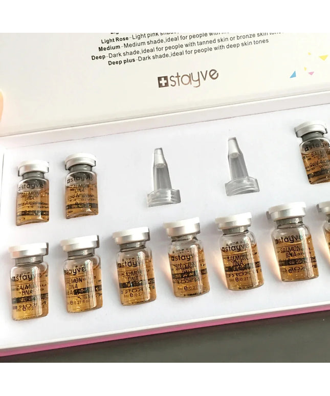 Stayve 8ml Salmon DNA Golden Ampoule Serum Kit Natural Ingredients, Moisturizing, Tender, Lifting, Firming Facial Care Skin