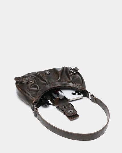 2024 spring hot selling Maillard style retro style small bag spicy girl Y2K wasteland style vintage leather shoulder armpit bag