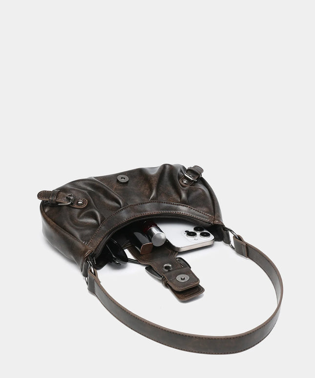 2024 spring hot selling Maillard style retro style small bag spicy girl Y2K wasteland style vintage leather shoulder armpit bag