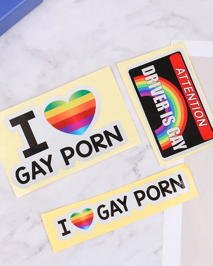 1Pc I LOVE GAY PORN Car Stickers Reflective Personality Car Stickers Gay Funny Stickers
