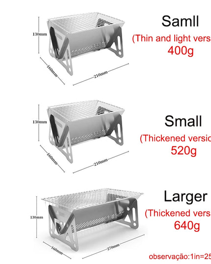 Portable Folding Barbecue Grill Heating Stoves Multifunction Camping BBQ Grill Rack Net Firewood Stove Stainless steel BBQ Grill