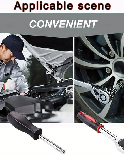 46-piece Auto Repair Combination Ratchet Wrench Toolbox, Auto Maintenance Vehicle-mounted Socket Repair Set Tools Kit