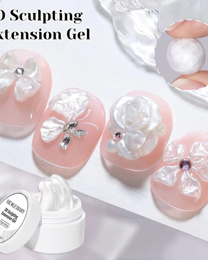 NICOLE DIARY White Non Stick Hand Extension Gel Nail Polish For 3D Shaping Carving Flower DIY Nail Art Extension Acrylic