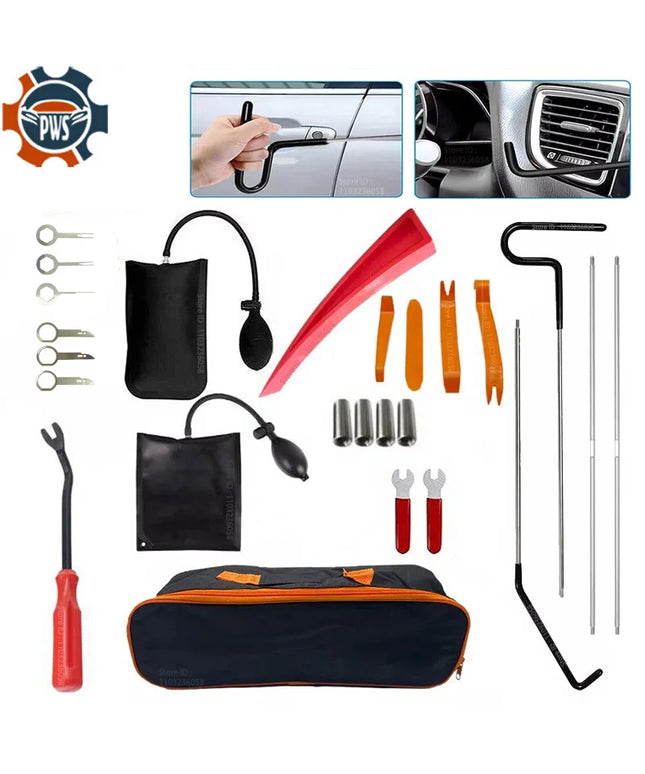 PWS Auto Tool Kit Door Open Grabber Lockout Lock Pick Set Long Range Reach Hooking Key Lost In Truck Air Wedge Bag Pump Car Tool