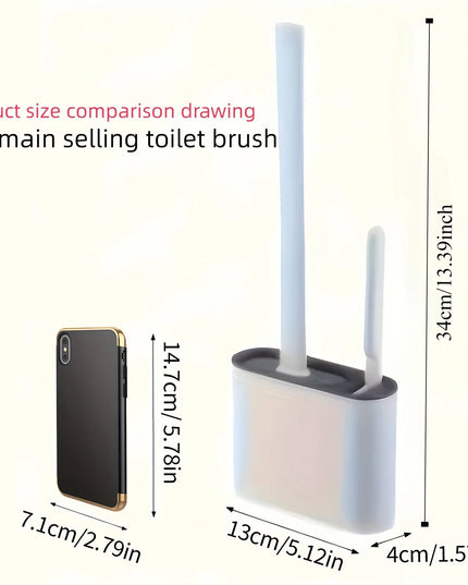 Full Bathroom Cleaning Set: Wall-mounted Silicone Toilet Brush and Ergonomic Long-handle Brush - Easy-to-clean Design