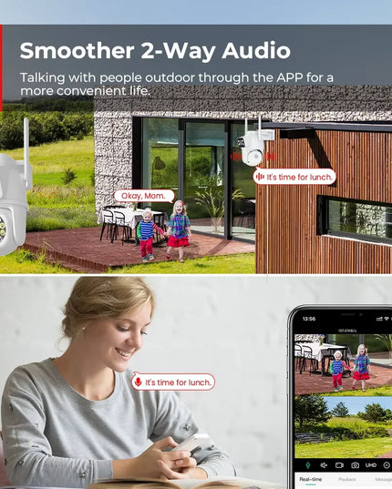 WIFI Camera 4K 3MP iCSee PTZ Dual Lens Dual Screen IP Camera Outdoor 4MP HD AI Human Detection Auto Tracking CCTV Surveillance